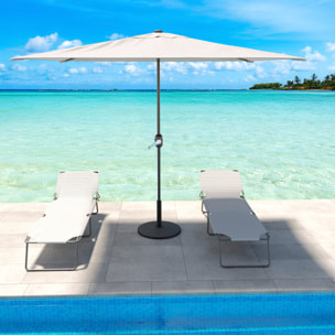 Ombrellone Rettangolare 3x2 M Da Giardino Parasole Per Balcone Con Air Vent Apertura A Manovella Anti UV Idrorepellente Mare Spiaggia Piscina Bianco