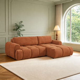 Canapé nuage convertible 4 places en tissu bouclette marron MINDEN