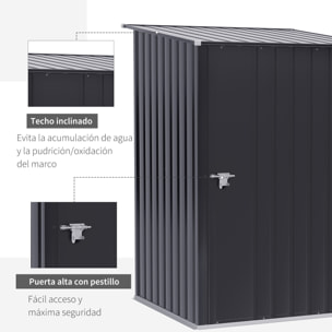 Outsunny Caseta de Jardín 100x103x160cm Acero Galvanizado con Puerta y Cerradura