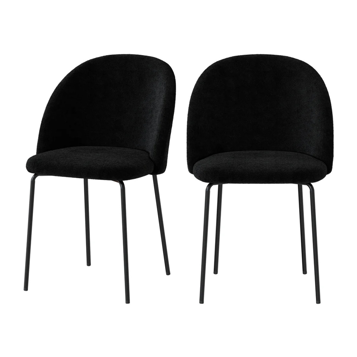 Lot de 2 chaises en tissu bouclette noir - Karl