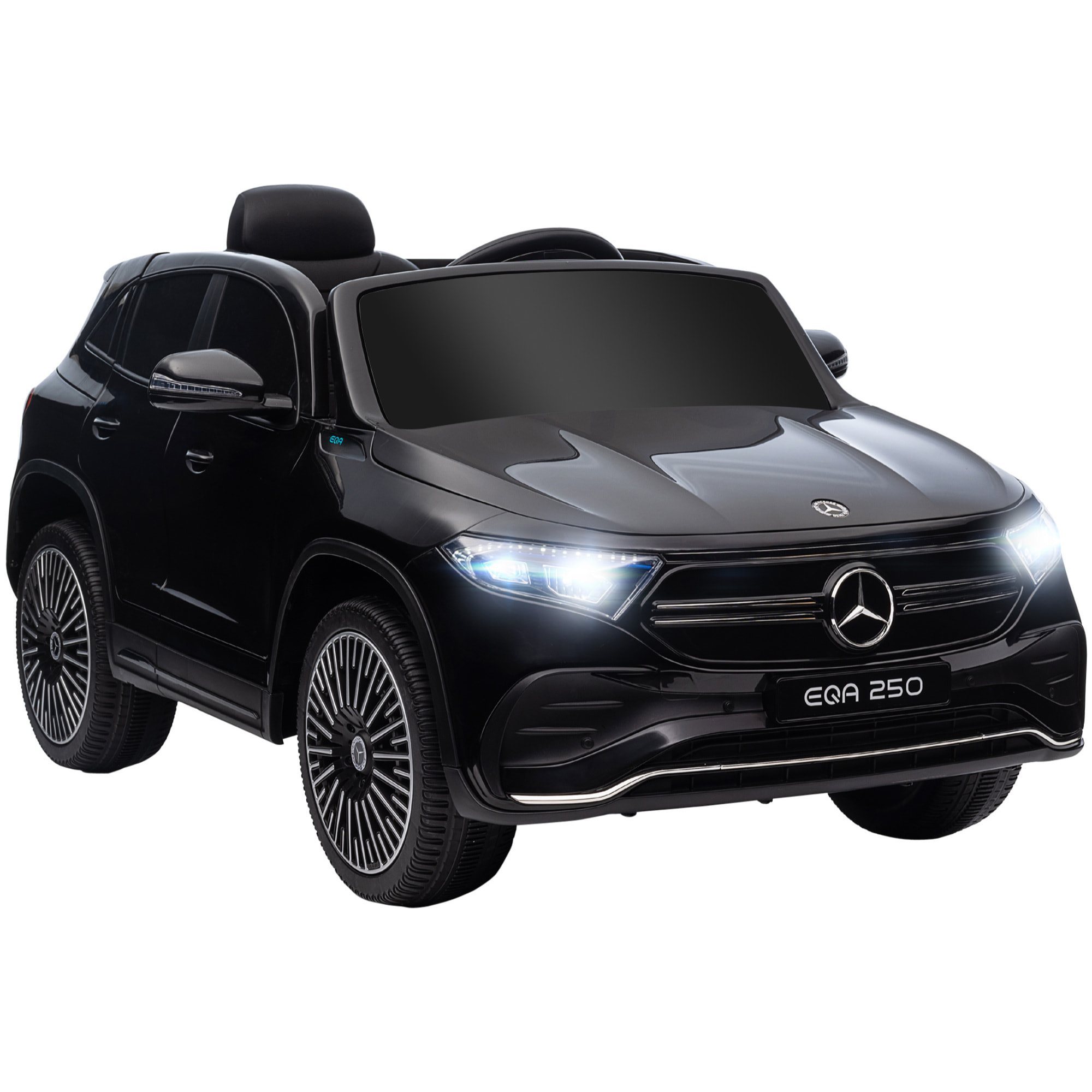 Coche Eléctrico para Niños Mercedes-Benz EQA Coche de Batería 12V con Control Remoto Música Bocina Velocidad 3-8 km/h para Niños de 3-8 Años 111,5x69x52,5 cm Negro