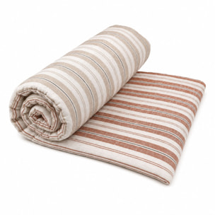 Édredon 100% coton rayures tapissier deux faces LOURMARIN - Beige