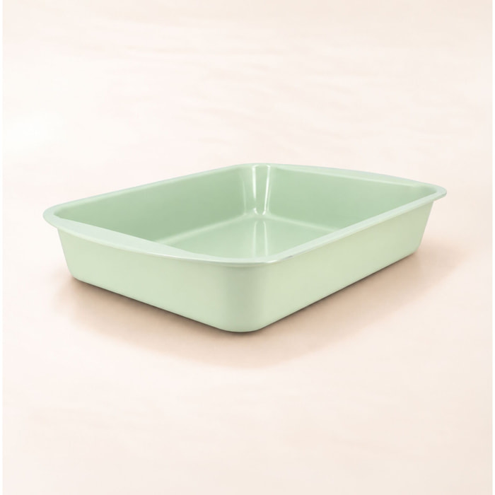 Plat à four rectangulaire en acier carbone celadon 40x28cm COLORAMA
