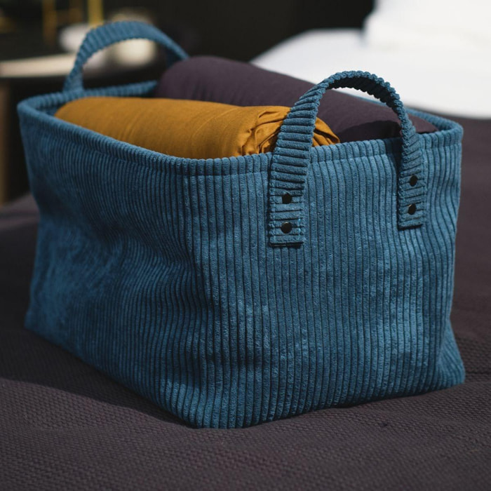 Panier de rangement rectangle COZY bleu