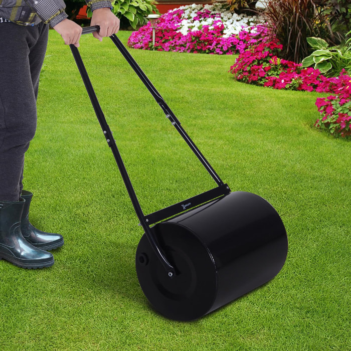 Rouleau à gazon jardin en acier avec poignée dim. 50L x 32l x 108H cm lestage max. 30 L noir