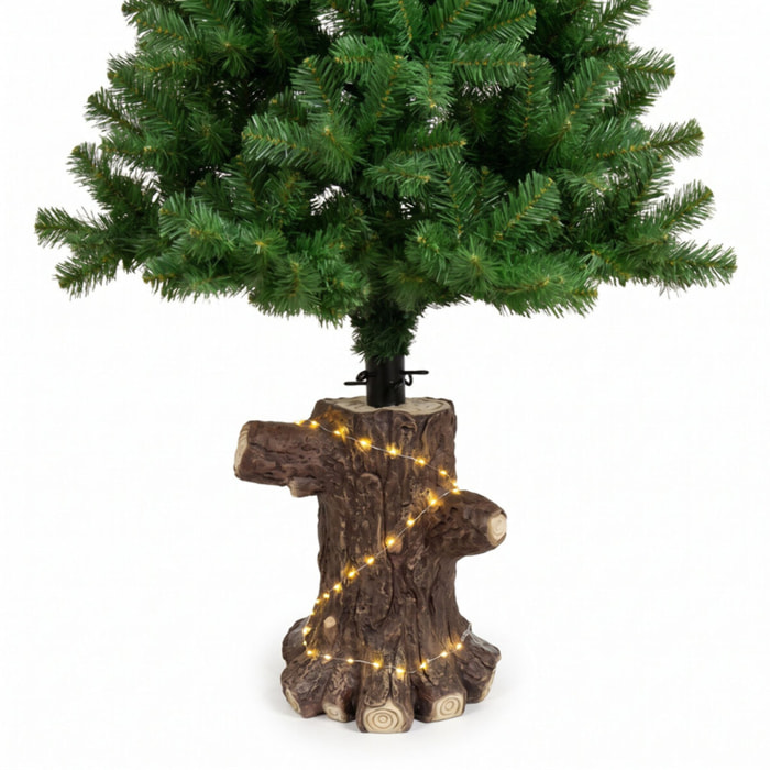 Base per albero di Natale effetto tronco con LED in magnesio e ferro - Multicolore
