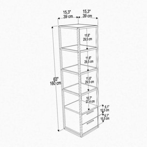 Libreria Dfogliat, Scaffale da ufficio, Mobile portalibri, Biblioteca, 39x39h169 cm, Bianco