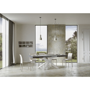 Tavolo allungabile 90x130/390 cm Volantis cemento telaio bianco