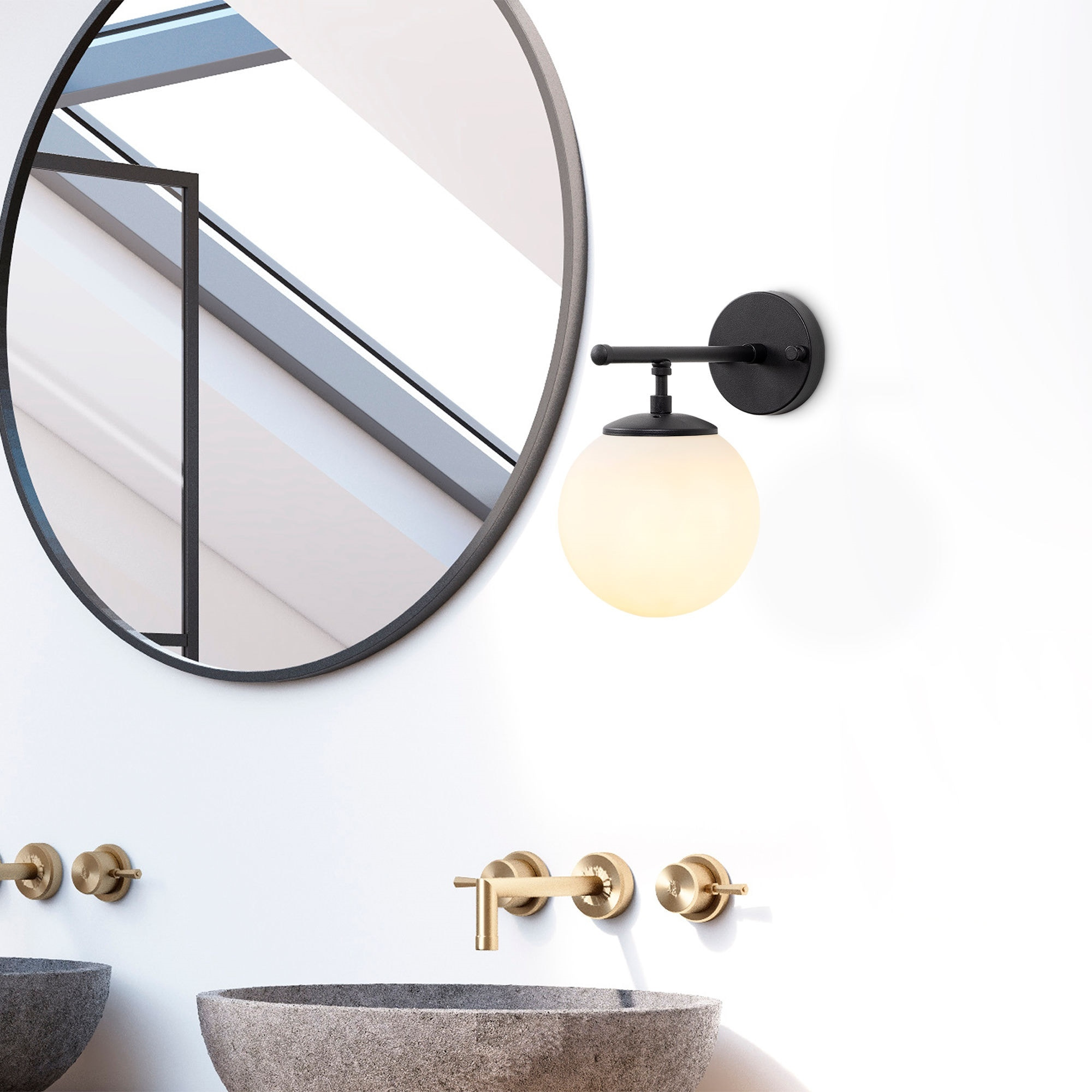 Aplique de pared pantalla blanca, metal , negro, 15x24x24, casquillo E14 Max 40 W