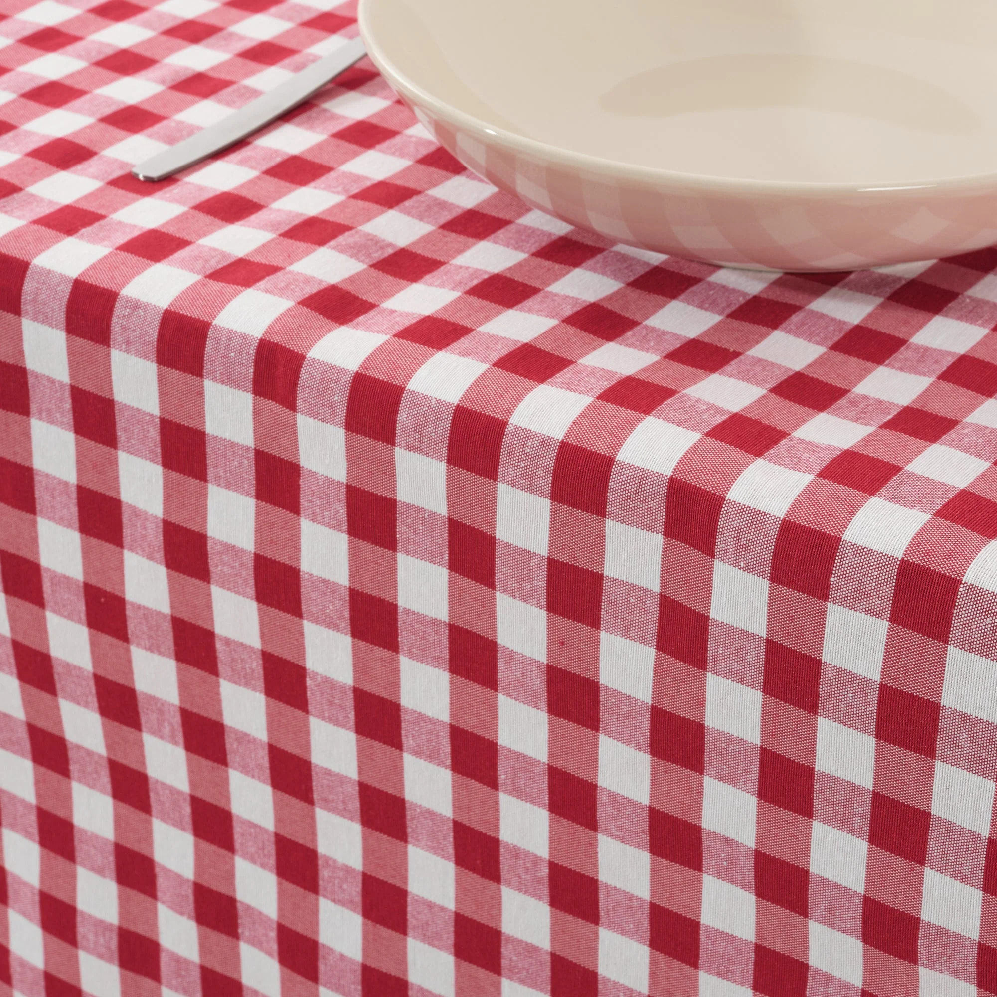 Nappe en tissu 100% coton Vichy Rouge