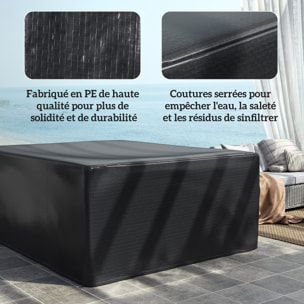Housse de protection mobilier de jardin bâche étanche anti-UV PE haute densité noir