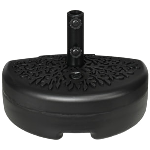 Pied de parasol demi-round à remplir avec 18 kg d'eau / 21 kg de sable - pour mât de Ø 38-48 mm - 50 x 31 x 38cm - noir