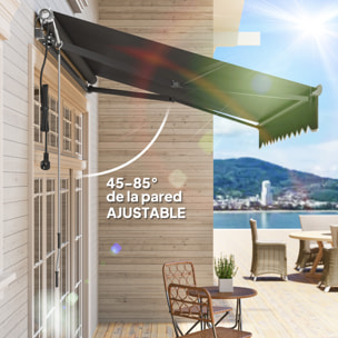 Toldo Eléctrico Retráctil y Manual con Mando a Distancia 3x2,5 m Toldo de Exterior Terraza Enrollable con Manivela Marco de Aluminio y Protección UV30+ para Jardín Puerta Ventana Gris