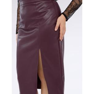 Fiorella Rubino - Falda tubo con abertura frontal - Burgundy