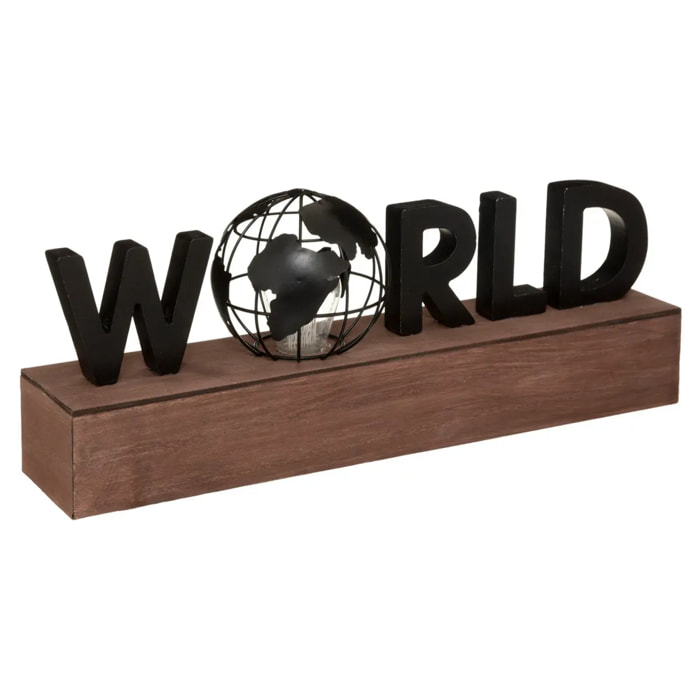 Lampe mot "World" - noir L38 cm