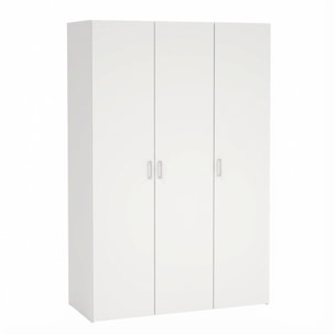 Armadio Con 3 Ante Battenti Multiuso Design Moderno Salvaspazio Funzionale Ampio Vano Con Barra Appendiabiti E Ripiani 115.8 x 49.52 x 175.4 Cm Bianco