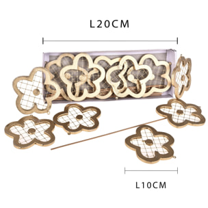 Fiore Legno con Pick - Pezzi 12 - Colore Dorato - 10x20Hx10cm - Bianchi Dino
