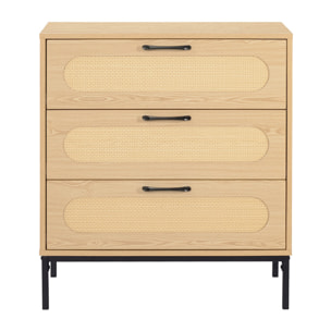 Nagato - commode - cannage et effet bois - 70 cm - Bois