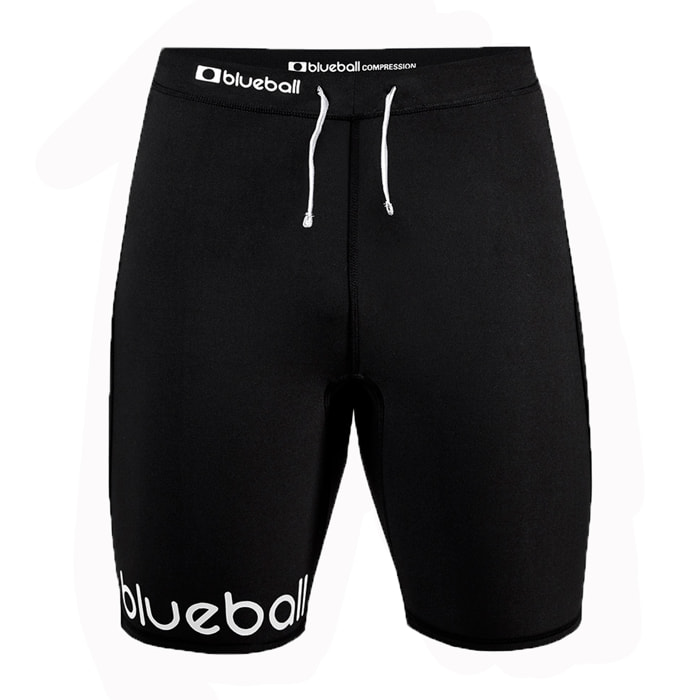PANTALONCINI DA CORSA A COMPRESSIONE LACHY DA UOMO BLUEBALL IN NERO.