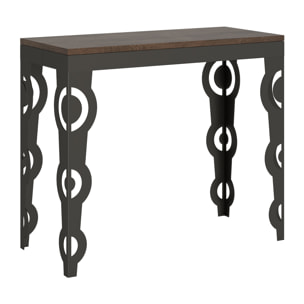 Console Karamay Evolution cm.90x40 (extensible à 300) Noyer cadre Anthracite