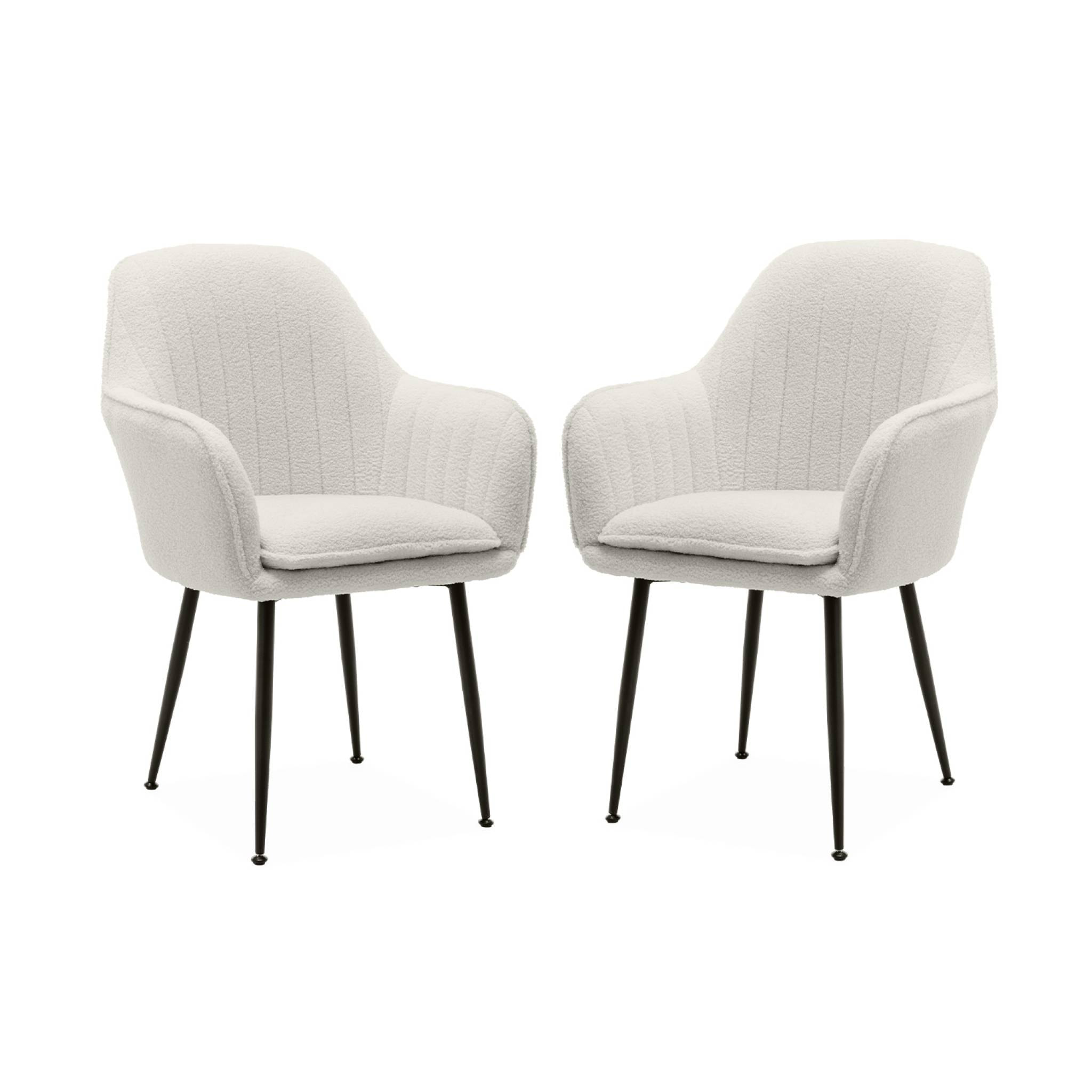 Fauteuil bouclette et pieds métal (lot de 2) SHELLA