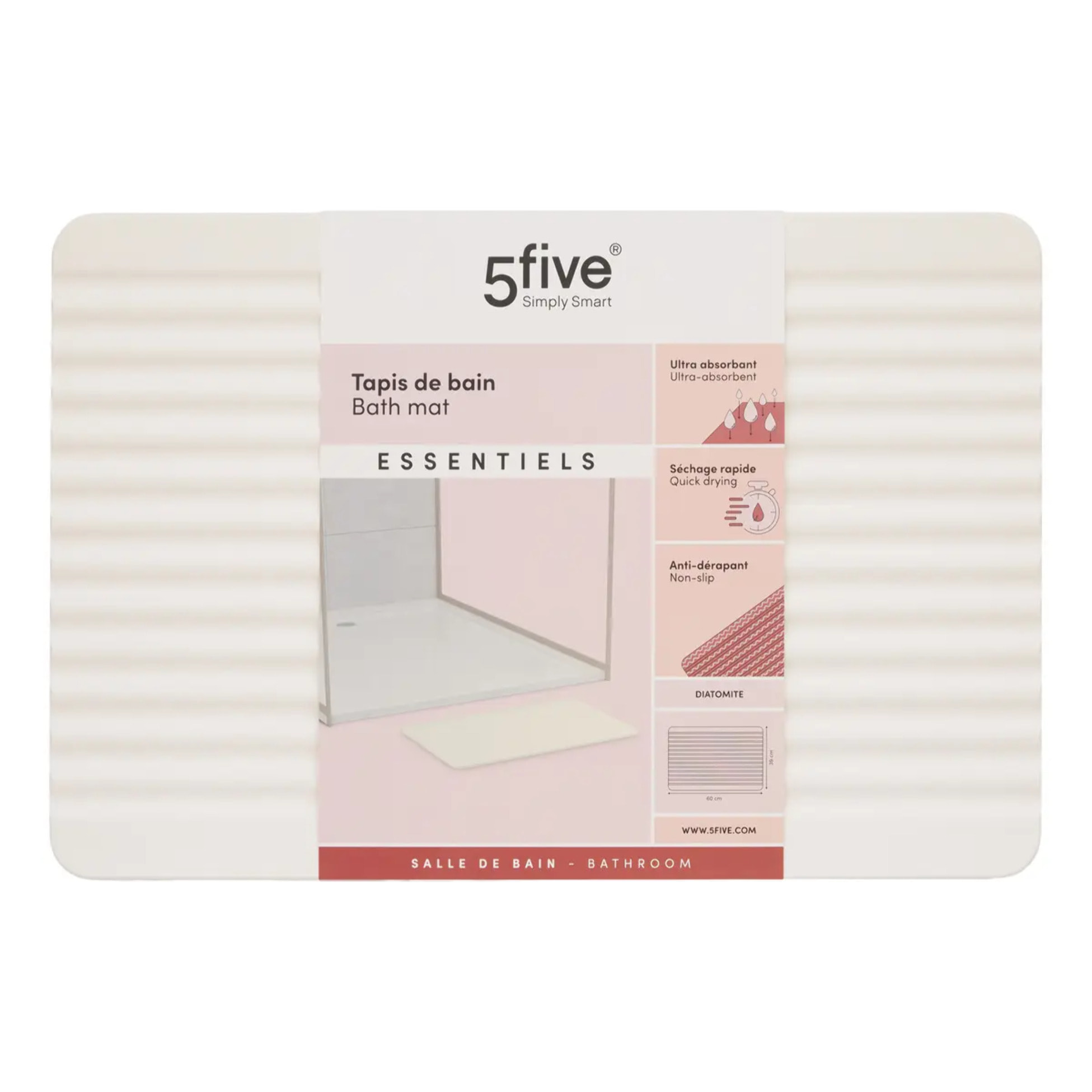 Tapis de bain en diatomite 39x60cm beige