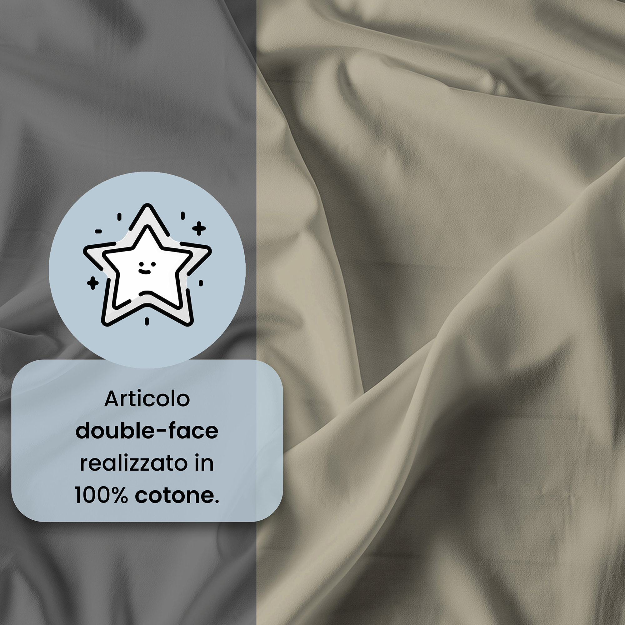 COMPLETO LETTO NATURAL COLOUR MADE IN ITALY COTONE-TORTORA/FUMO MATRIMONIALE