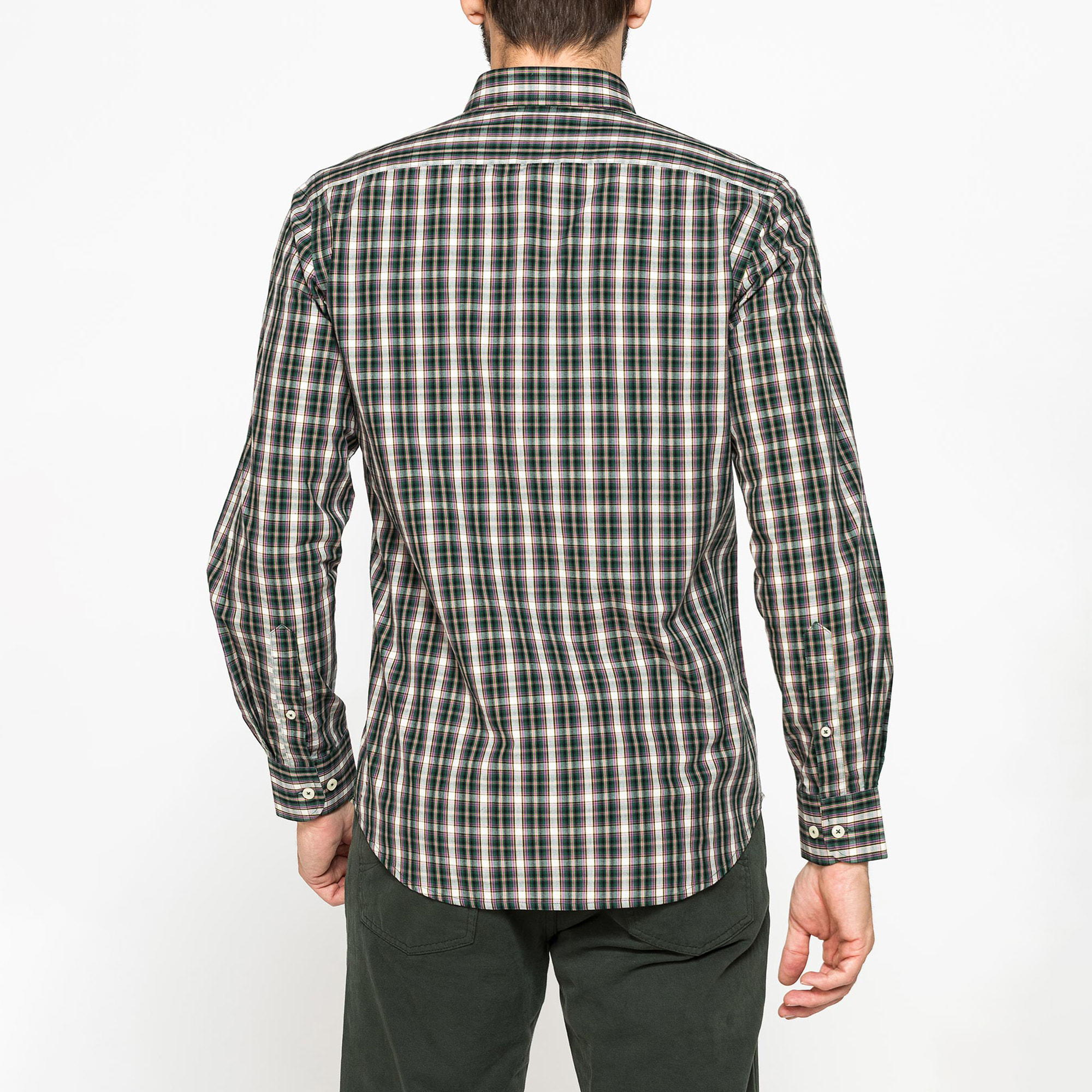 CAMICIA FANTASIA TINTO FILO CON COLLO BUTTON-DOWN