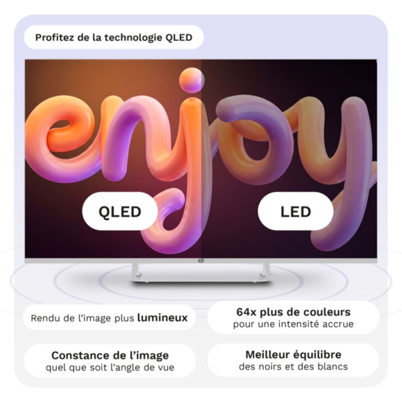 TV QLED ESSENTIELB 43QLED306W 43" (109 cm) 4K - Smart TV, coloris blanc
