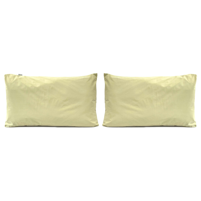 2 taies d'oreiller en 100% percale de coton organic UNI jaune clair