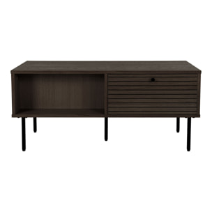 Tavolino da Caffè Kyoto Rovere Fumé con 2 Cassetti e Gambe Nere — 100×50×45 cm