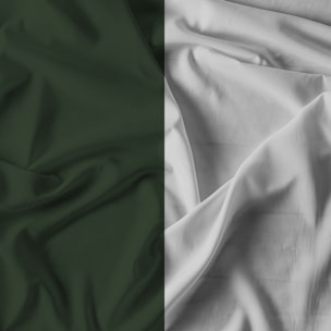 COMPLETO LETTO NATURAL COLOR, 100% Cotone, Made in Italy - VERDE OLIVA/GRIGIO CHIARO