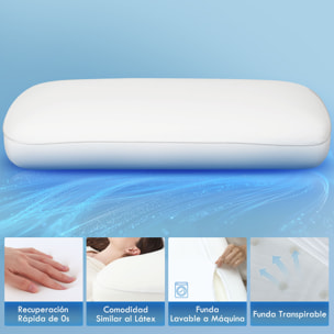Almohada Viscoelástica 91x40 cm de Espuma Viscoelástica, Almohada Refrescante con Diseño Ergonómico, Funda Extraíble y Lavable, para Soporte de Cuello, Dormir de Lado y Boca Arriba