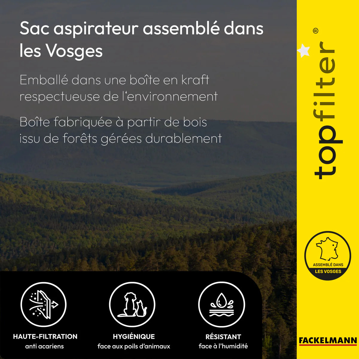 Lot de 4 packs de 2 sacs aspirateur 64138 pour Rowenta industriel TopFilter Premium