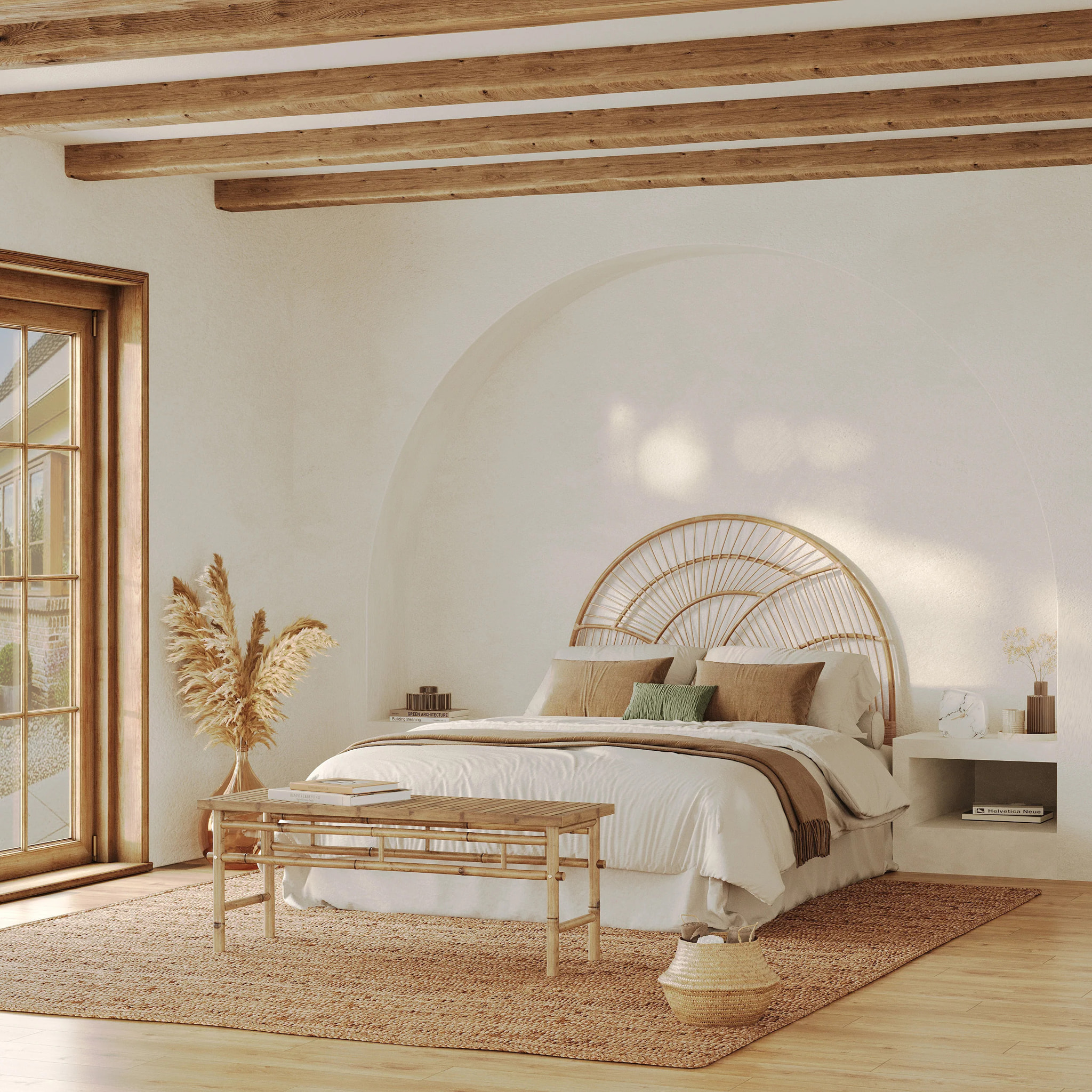 Tête de lit en rotin naturel 140 cm - Séléné