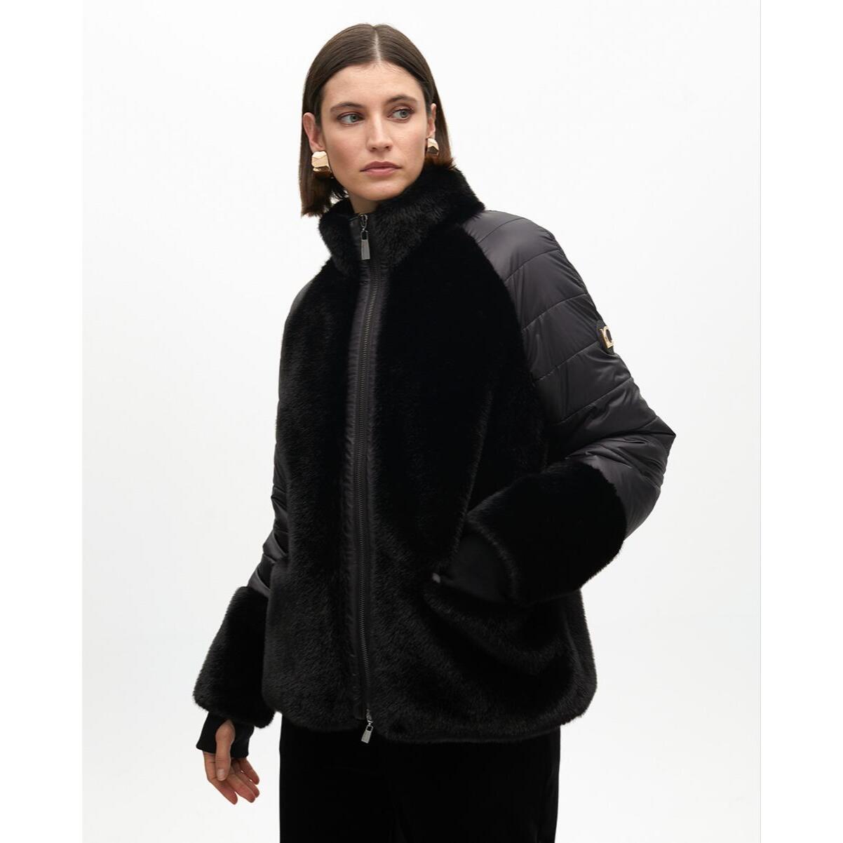 Cappotto combinato piume e pelliccia