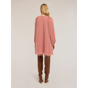 Motivi - Vestido corto con mangas plisadas - Rosa cipria