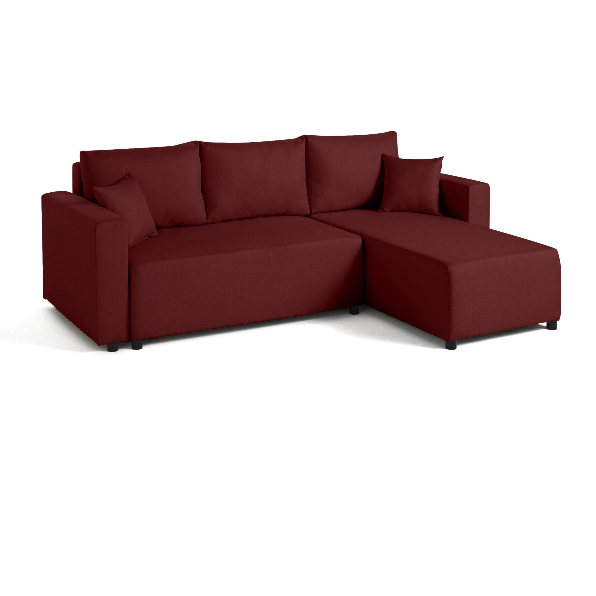 Regala - canapé d'angle réversible - 4 places - convertible avec coffre - en tissu - Rouge