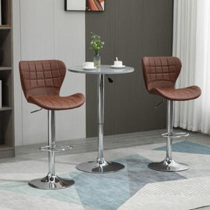 Lot de 2 tabourets de bar design contemporain hauteur d'assise réglable 59-81 cm pivotant 360° PU marron