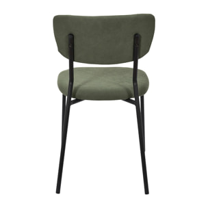 Lot de 4 Chaises - HOME DECO FACTORY - Jules - Côtelées - Confortables - Vert