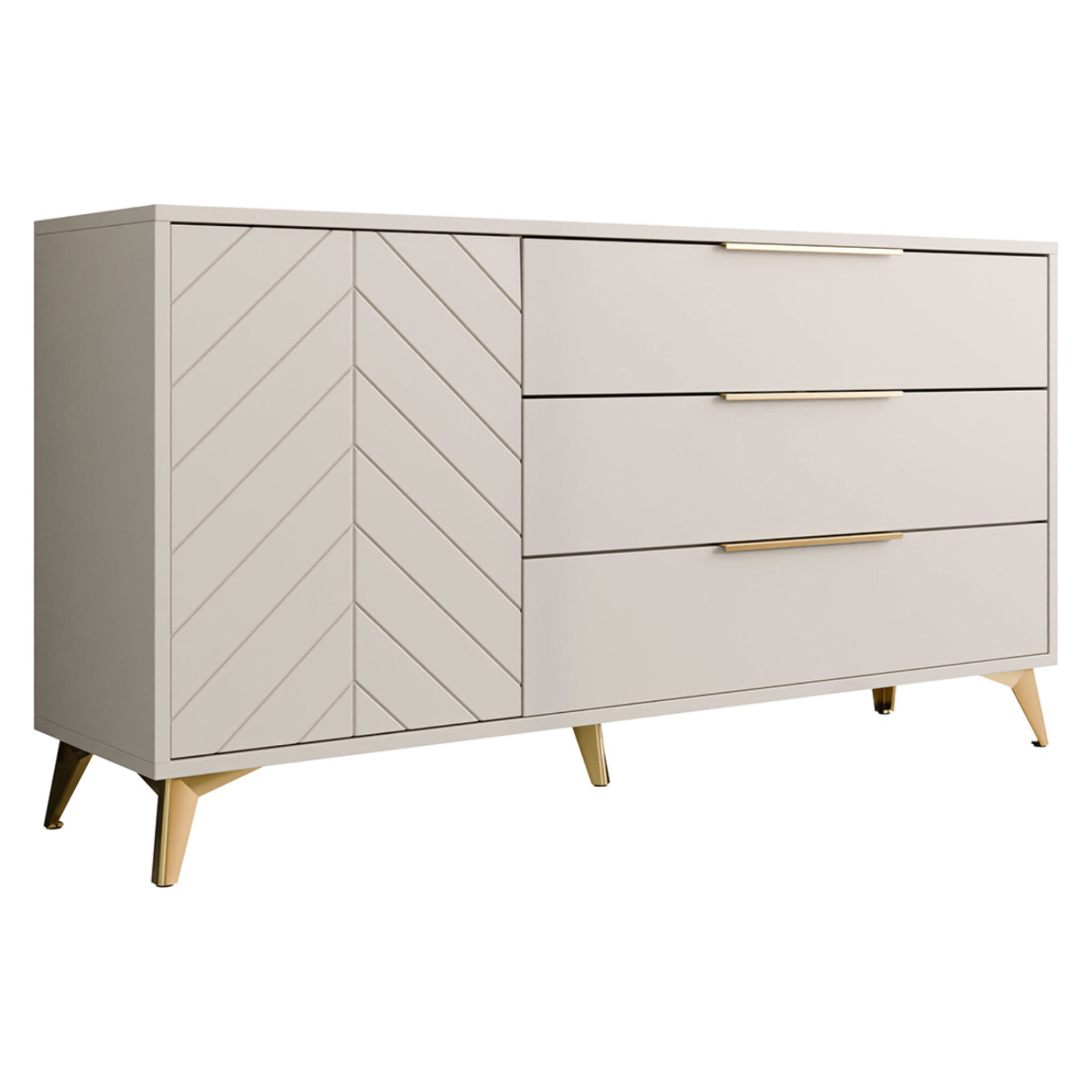 Boccioni - buffet bas - beige - 3 tiroirs et 1 porte - 154 cm - Beige