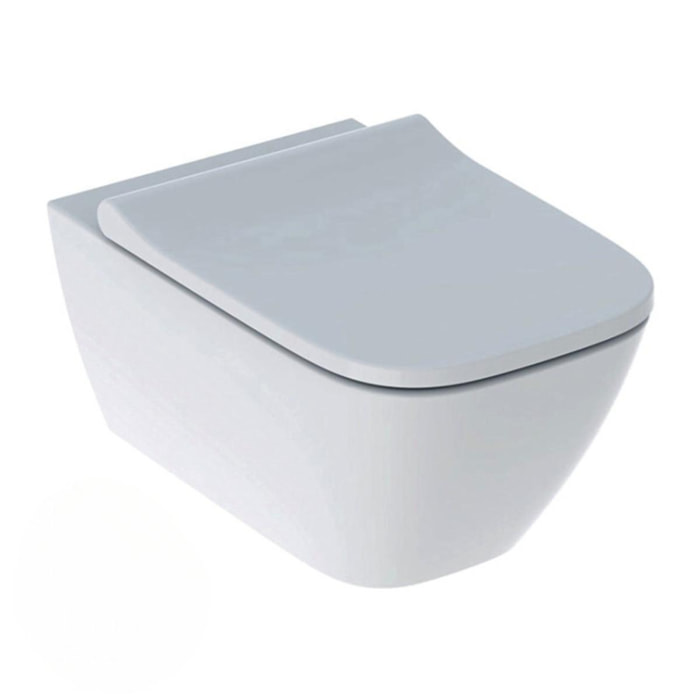 Pack WC Bati-support Geberit Duofix + WC sans bride Geberit Smyle + Abattant softclose + Plaque blanche (SmyleGeb1)