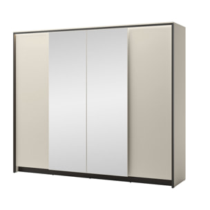 Kimi - armoire - 4 portes - led et miroirs inclus - 251x215 cm - Beige