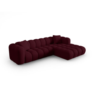 Canapé d'angle droit modulable "Clotilde" 4 places en tissu structurel bordeaux