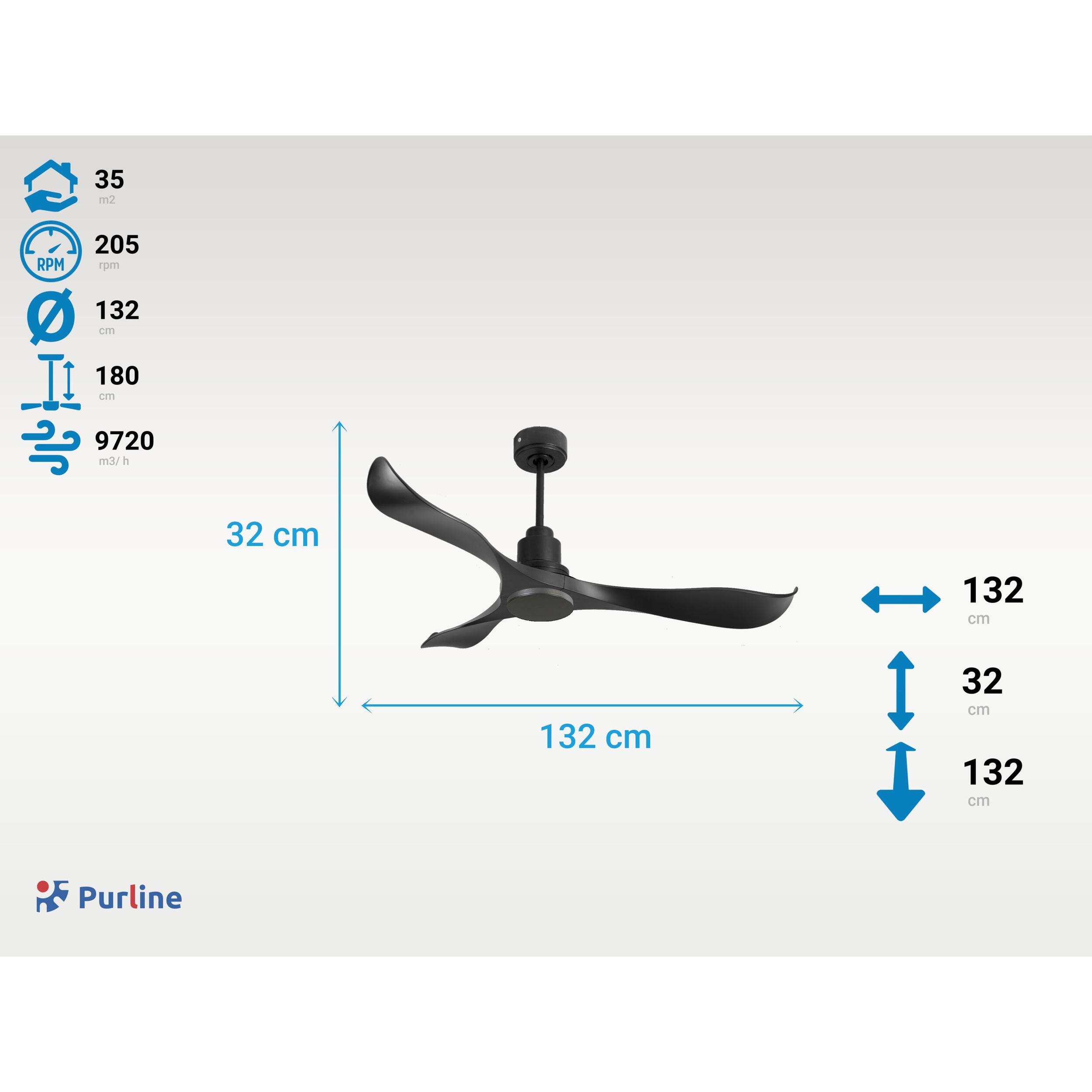 Ventilador de techo Modo Invierno/Verano Termostato Wifi Motor DC Techos Inclinados Mando a Distancia Adaptador 2/3 Aspas Hypersilence Memoria Vendible Shopify (AUTOMATICO) UtilaD132C0464562 PURLINE