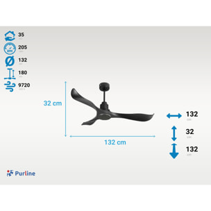 Ventilador de techo Modo Invierno/Verano Termostato Wifi Motor DC Techos Inclinados Mando a Distancia Adaptador 2/3 Aspas Hypersilence Memoria Vendible Shopify (AUTOMATICO) UtilaD132C0464562 PURLINE