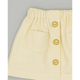 Falda Beige De Tejido Texturizado Con Bolsillos
