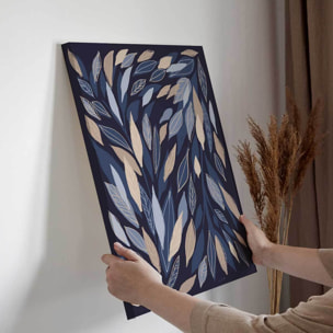 Tableau fleurs Tableau feuilles bleues sur bleu Toile imprimée