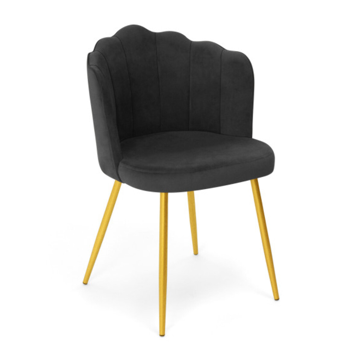 Chaises Arielle pieds dorés - Velours gris