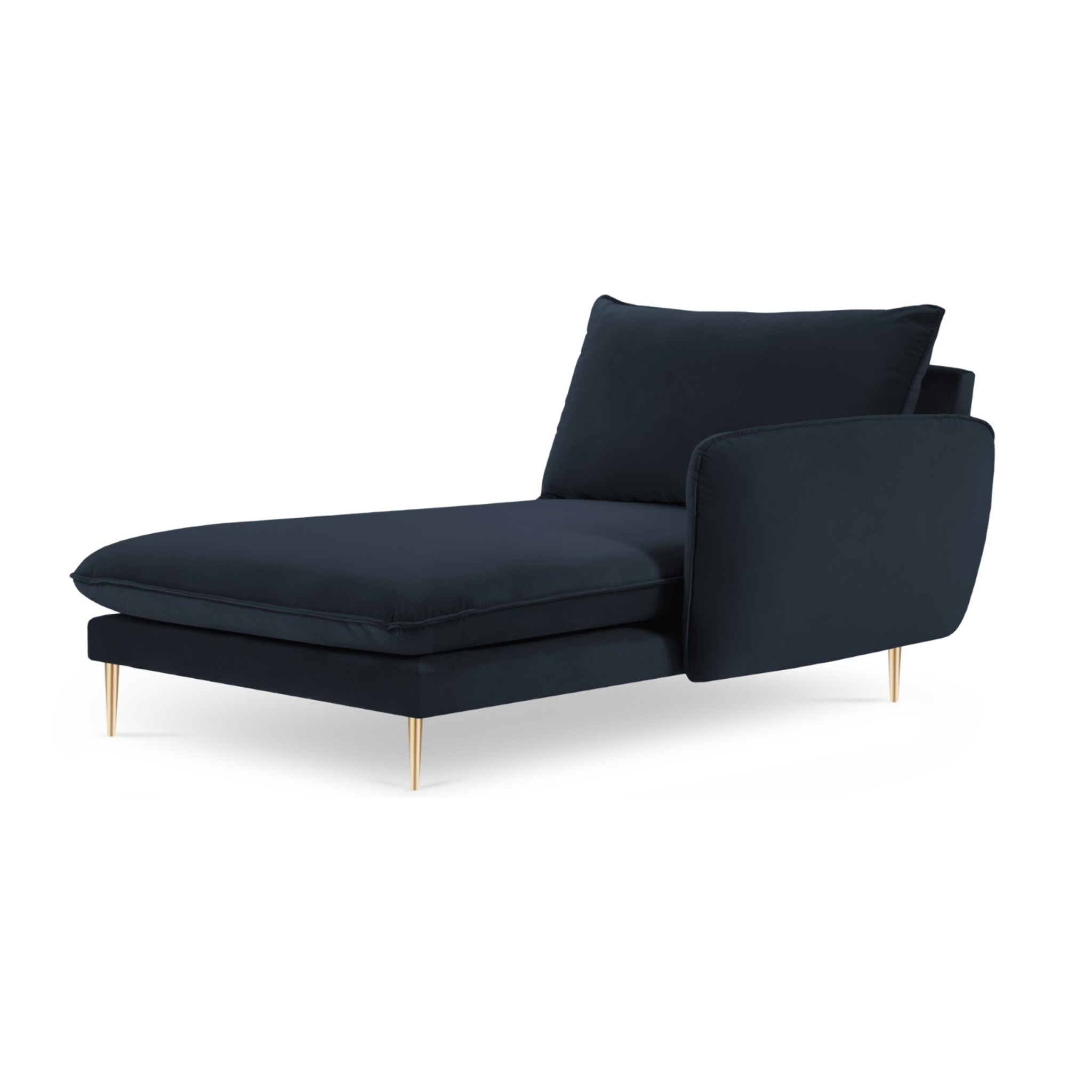Méridienne droite "Vienna" en velours bleu foncé